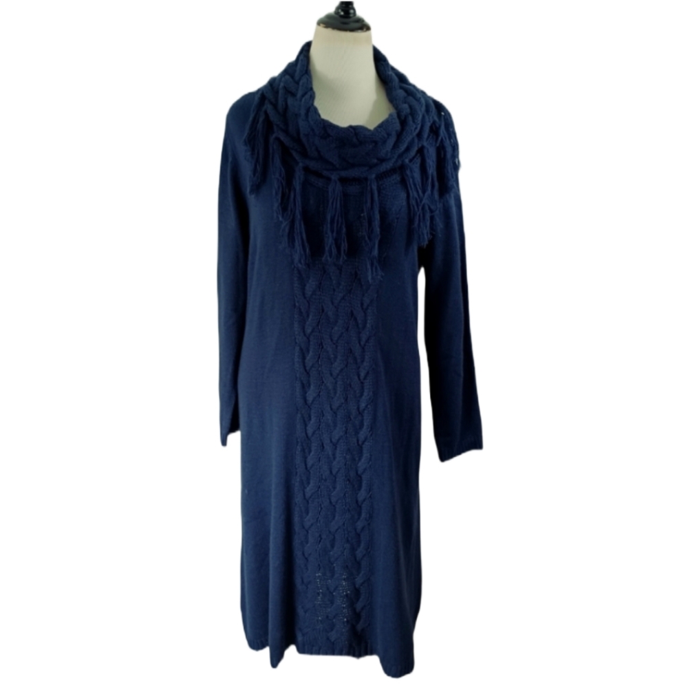 DENIM 24/7 SWEATER DRESS WITH COWL NECK SIZE 14/16